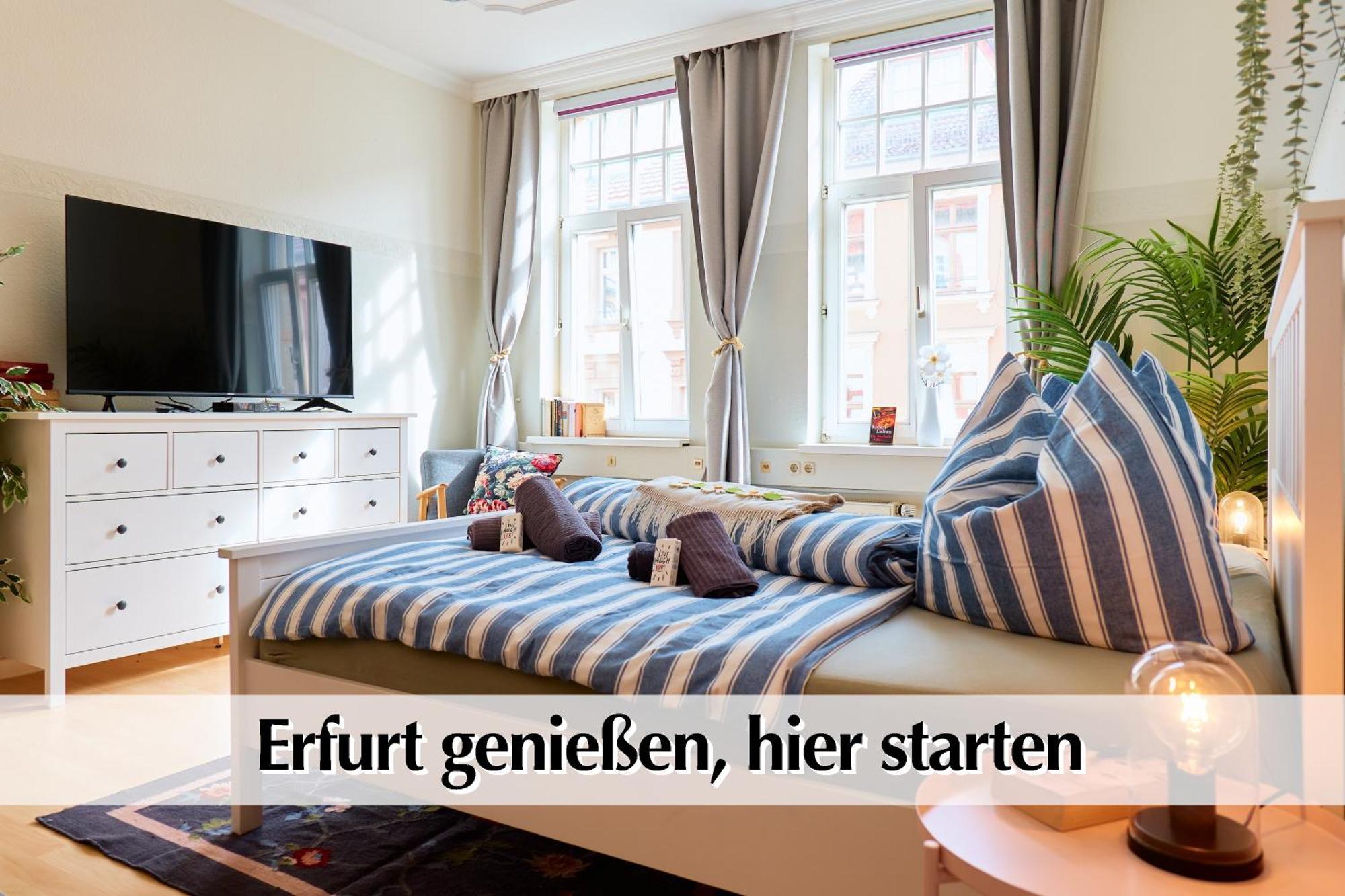 12 Fewos Im Jugendstilhaus Mit Aufzug, Terrasse, Kingsize-Bett, Smart-Tv, Etc Érfurt Habitación foto